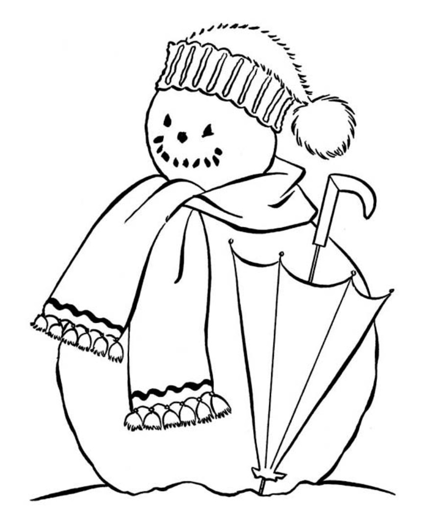 Snowman And Umbrella S Winter 7eb1 Coloring Page