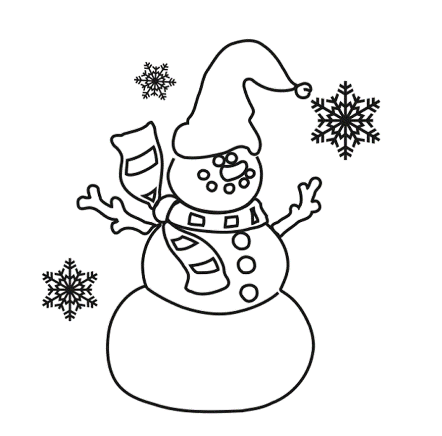 Snowman Ans Snowflake Free Winter S167f Coloring Page