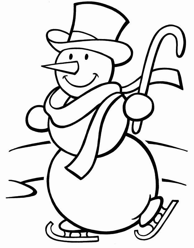Snowman Ice Skating Colroing Page Coloring Page