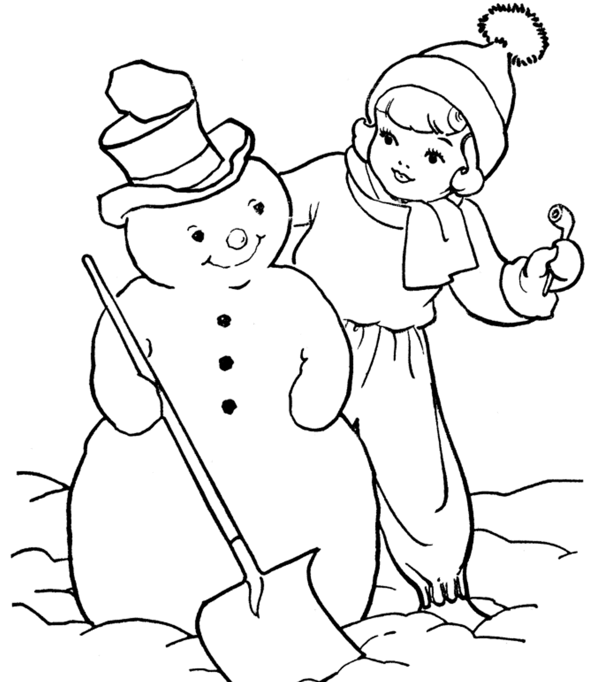Snowman For Kids To Print Coloring Page