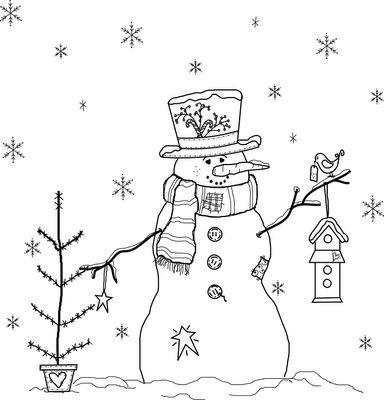 Snowman For Kids Coloring Page