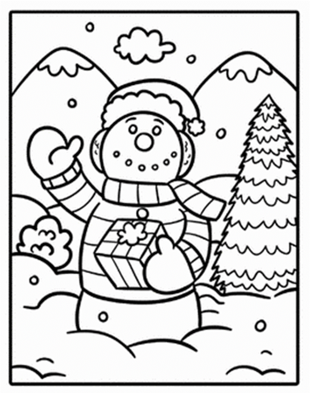 Snowman To Print Coloring Page