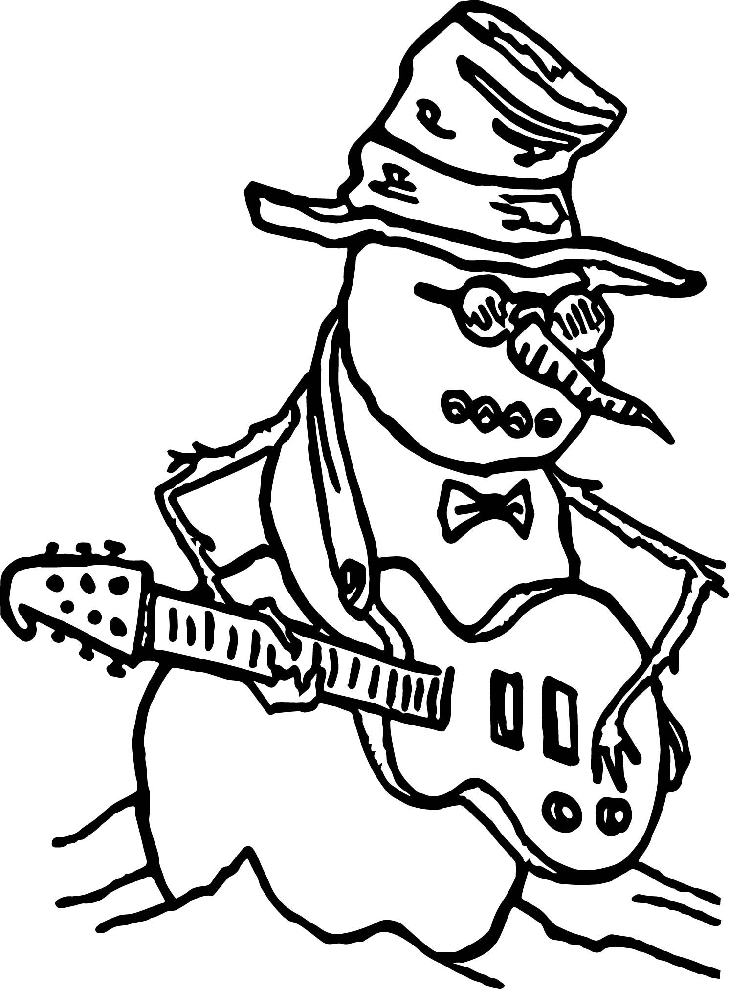 Snowmen The Guitar Player Coloring Page