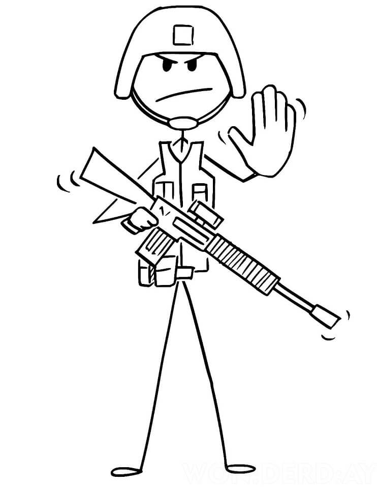 Soldier Stickman Coloring Page