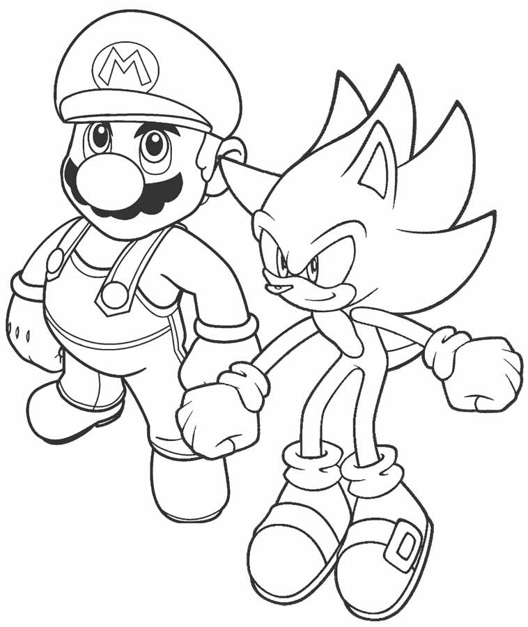 Sonic And Mario Coloring Page