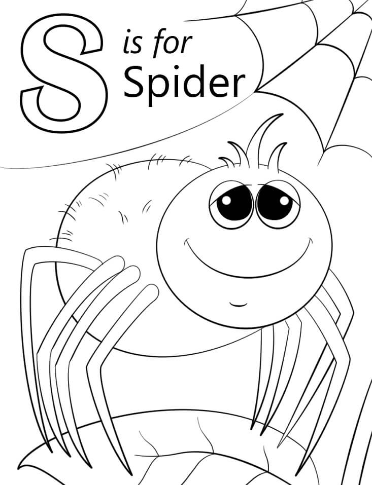 Spider Letter S Coloring Page
