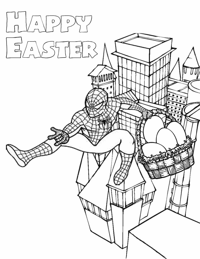 Spiderman Easter Coloring Page
