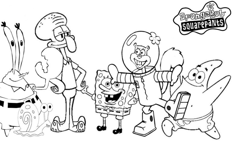 Spongebob All Characters Coloring Page
