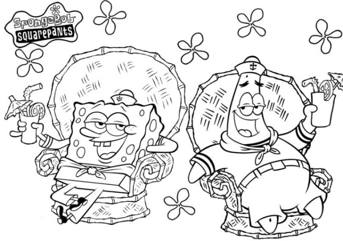Spongebob And Patrick Being Cool Coloring Page