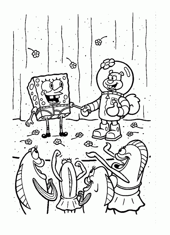 Spongebob And Sandy As A Couple Coloring Page Coloring Page