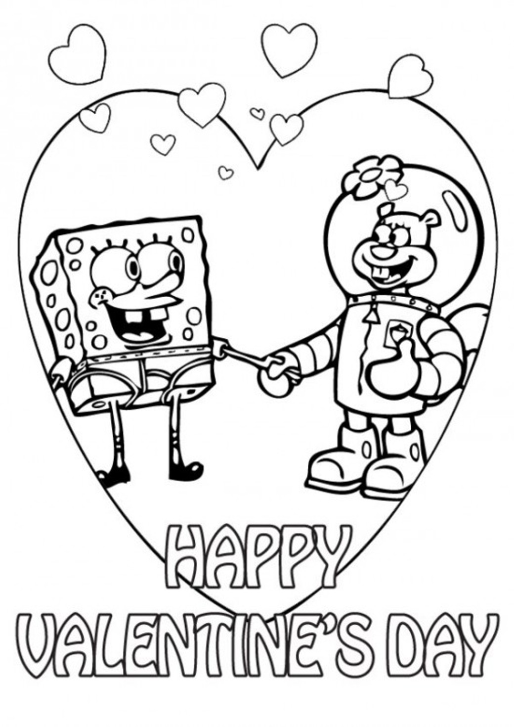 Spongebob And Sandy Valentine Coloring Page