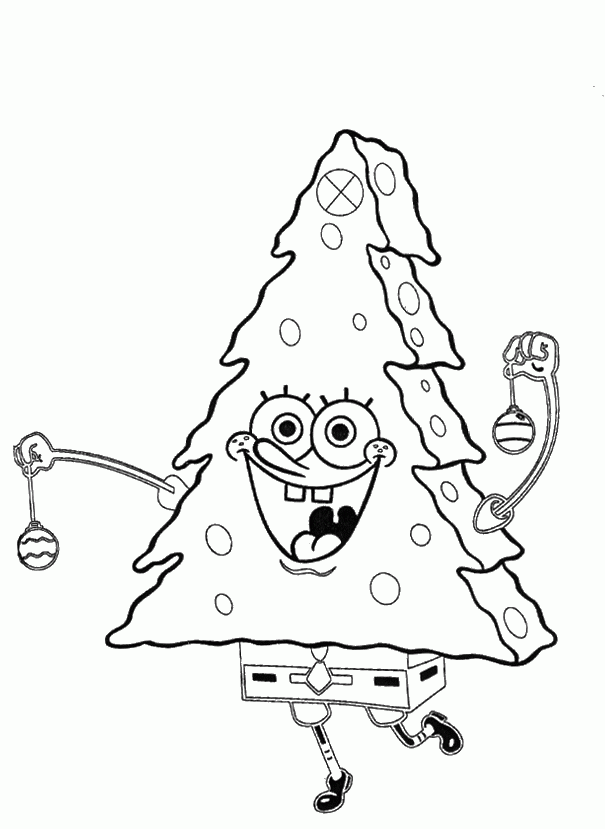 Spongebob As Christmas Tree Coloring Page Coloring Page