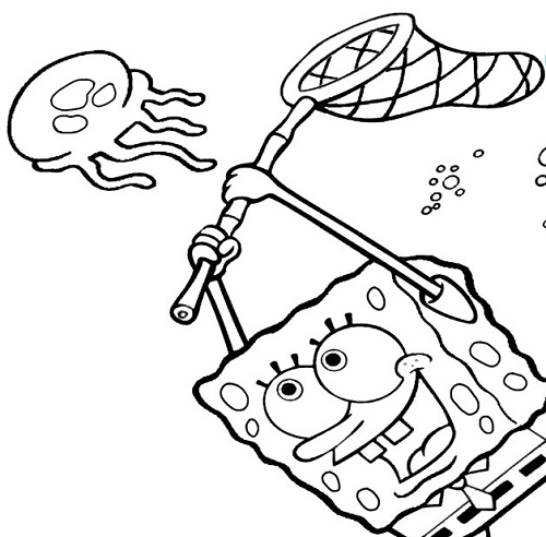 Spongebob Catching Jelly Coloring Page