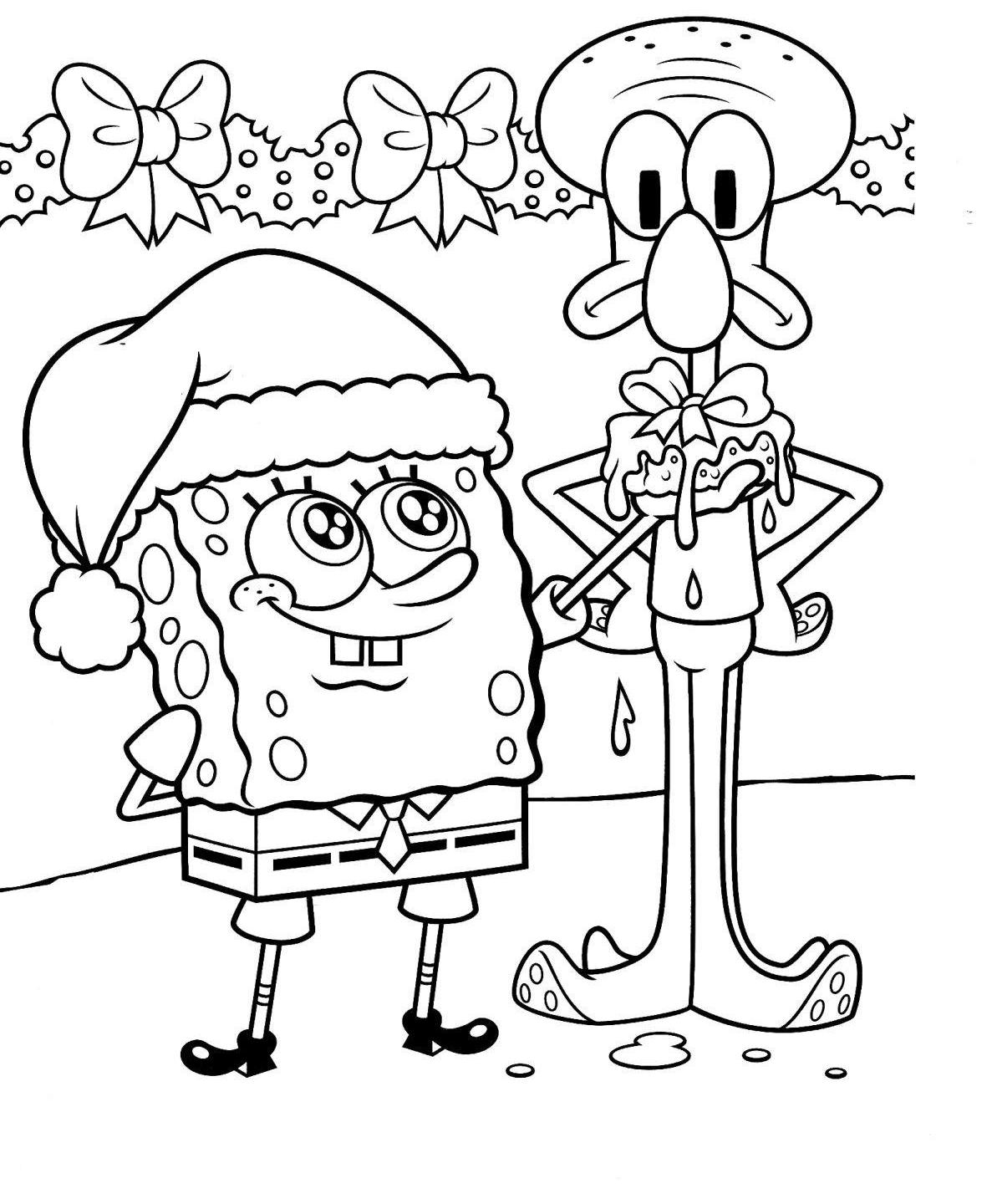 Spongebob Colouring Pages For Children Christmas