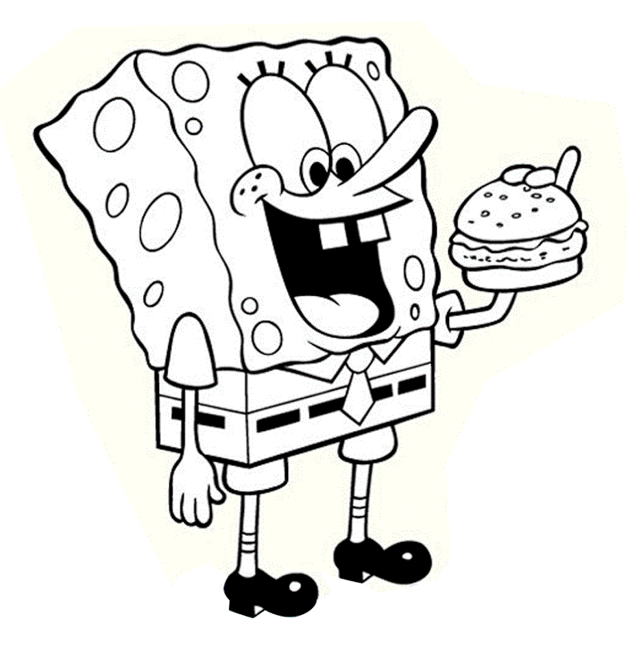 Spongebob Eating Hamburger Coloring Page