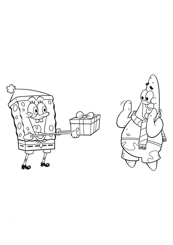 Spongebob Friendship S Of Christmas Coloring Page