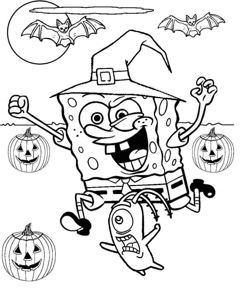 Spongebob Halloween Coloring Pages   Coloring Cool