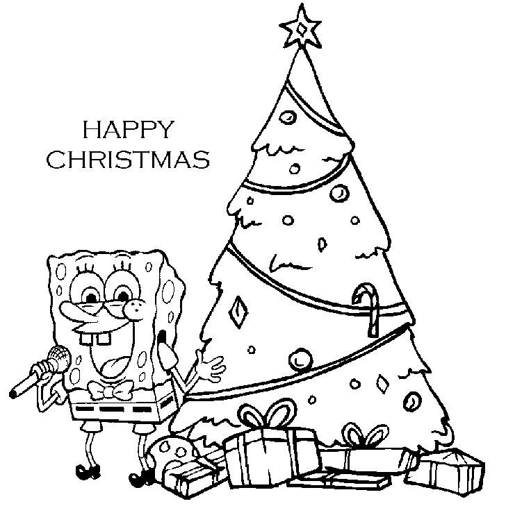 Spongebob In Christmas Coloring Page