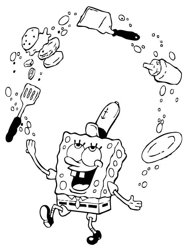 Spongebob Is A Cool Cook Coloring Page Coloring Page