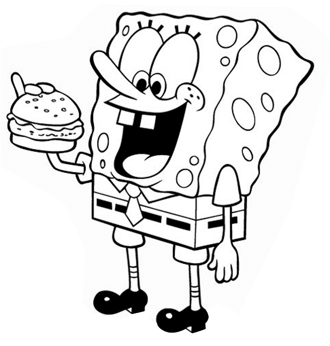 Spongebob Loves Burger Coloring Page