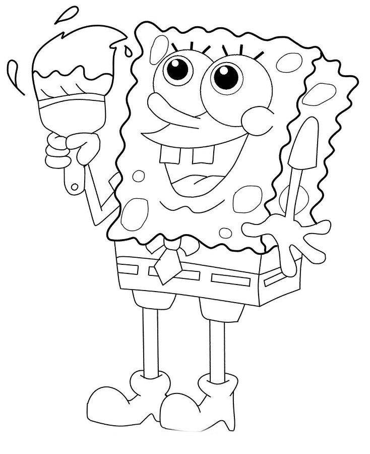 Spongebob Painting Coloring Page Coloring Page