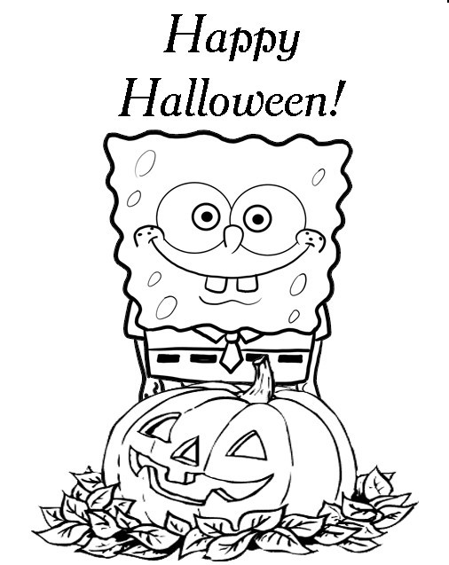 Spongebob Printable Halloween Coloring Page