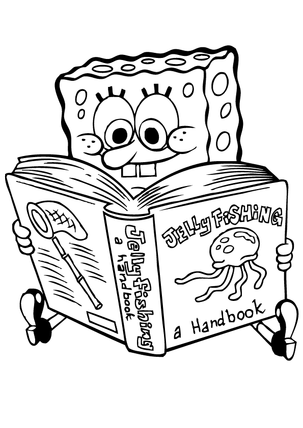 Spongebob Reading Book Coloring Page