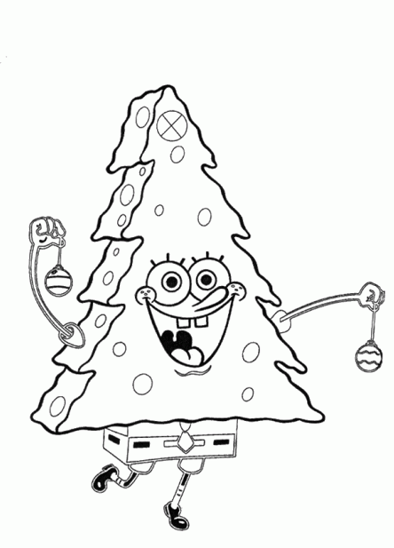 Spongebob S For Kids Xmas Tree Coloring Page