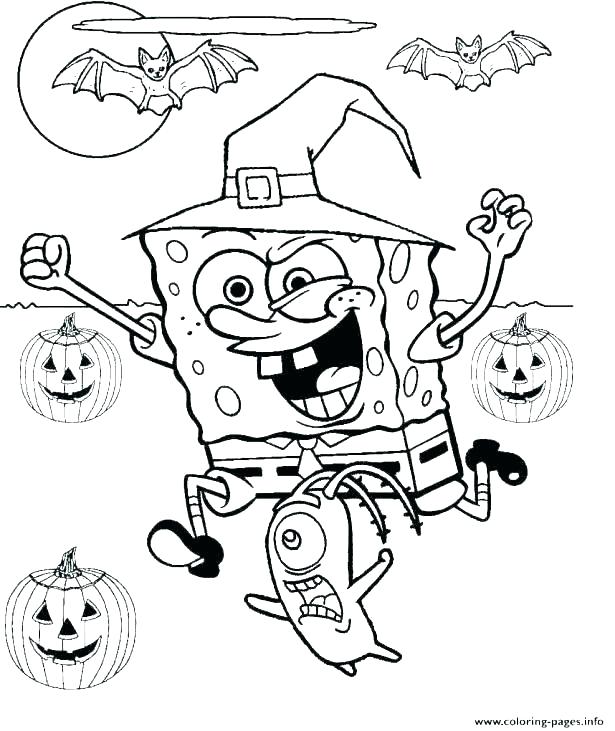 SpongeBob SquarePants In Witch Costume Coloring Page