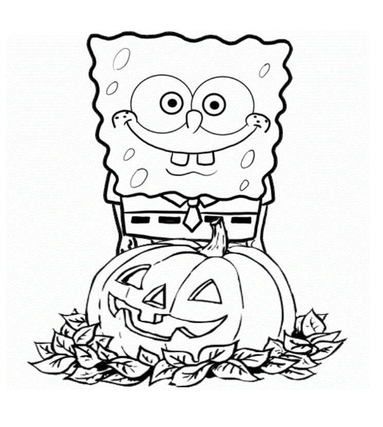 Spongebob Squarepants Pumpkin Halloween Coloring Page