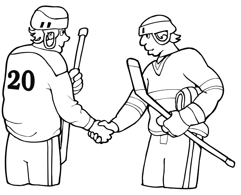 Sport Hockey Shaking Hands Coloring Page