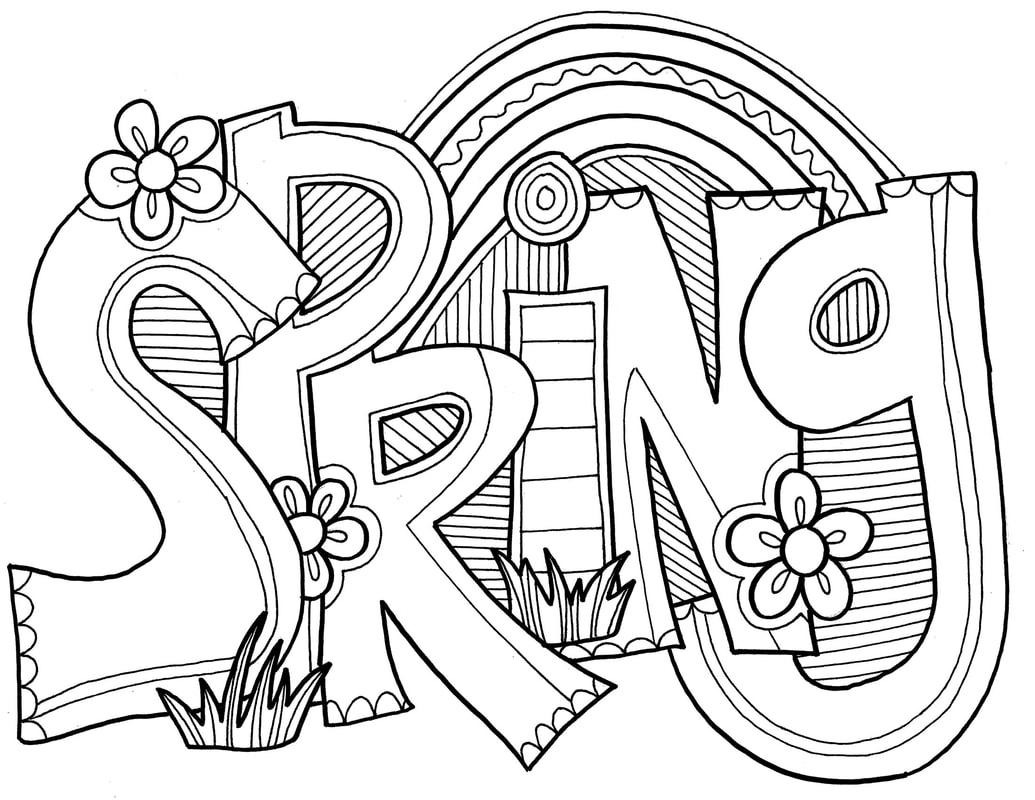 Spring Printable Words Coloring Page