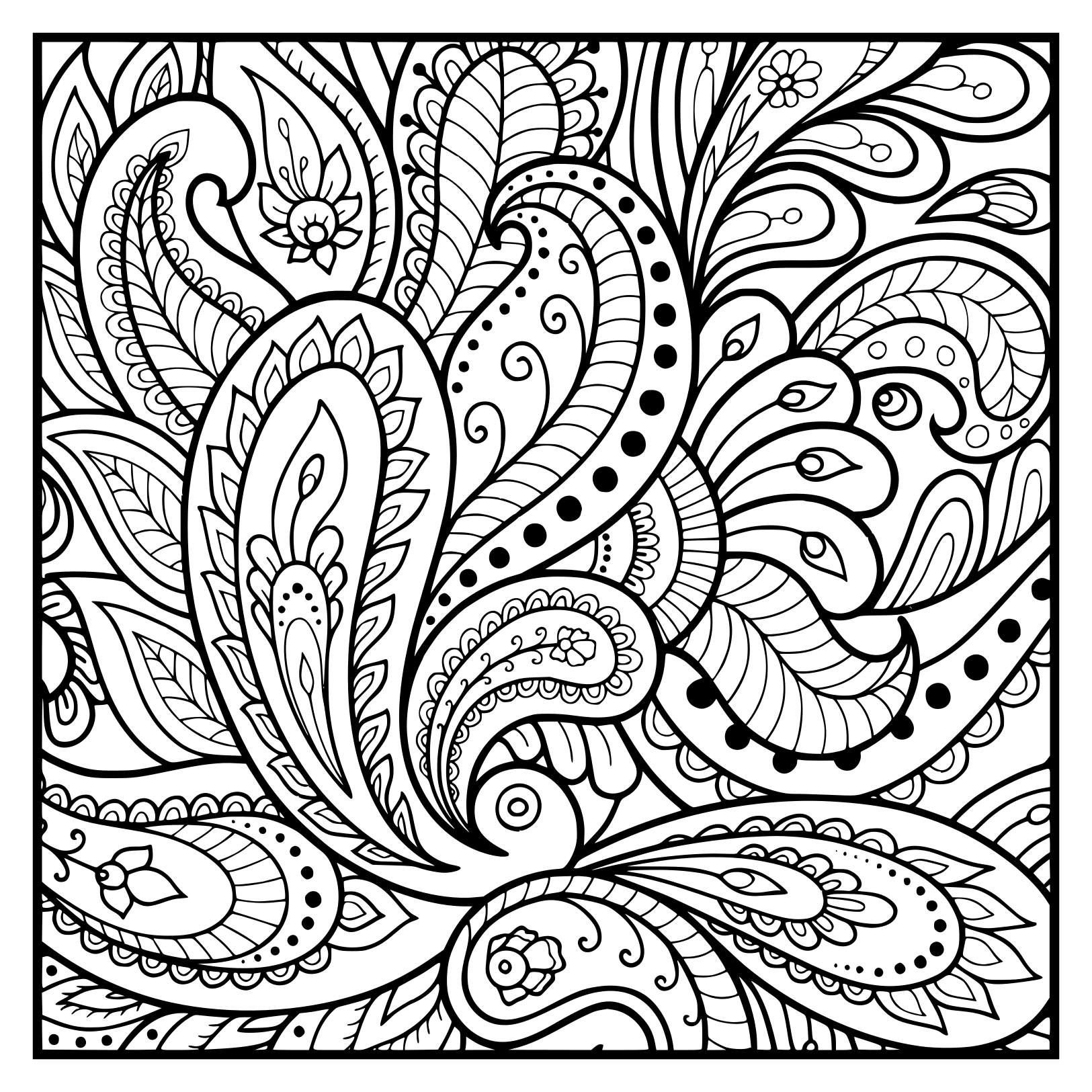 Square Mandala Flowers Floral Pattern Coloring Page