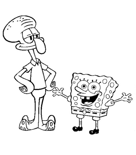 Squiward And Spongebob Coloring Page Free