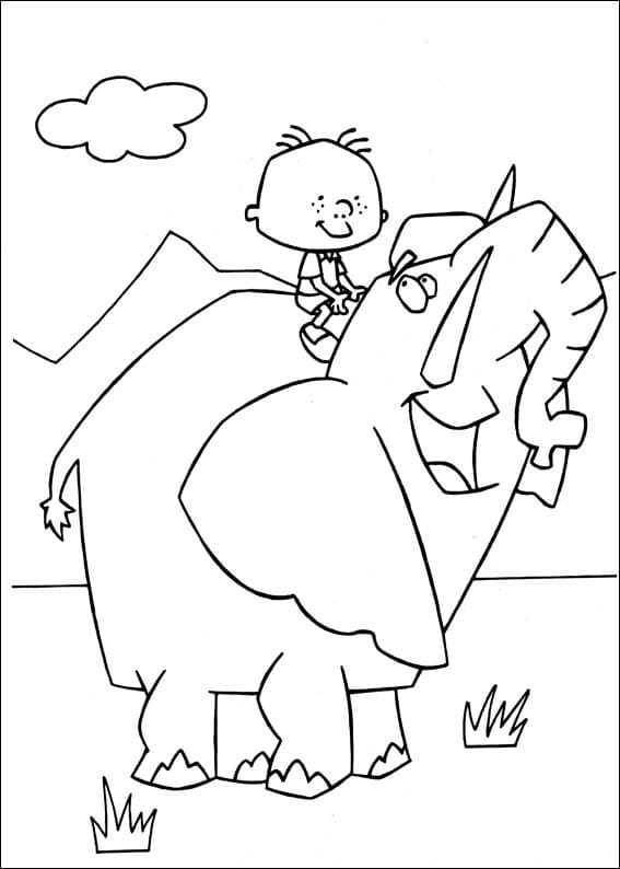 Stanley and Elephant Coloring Page