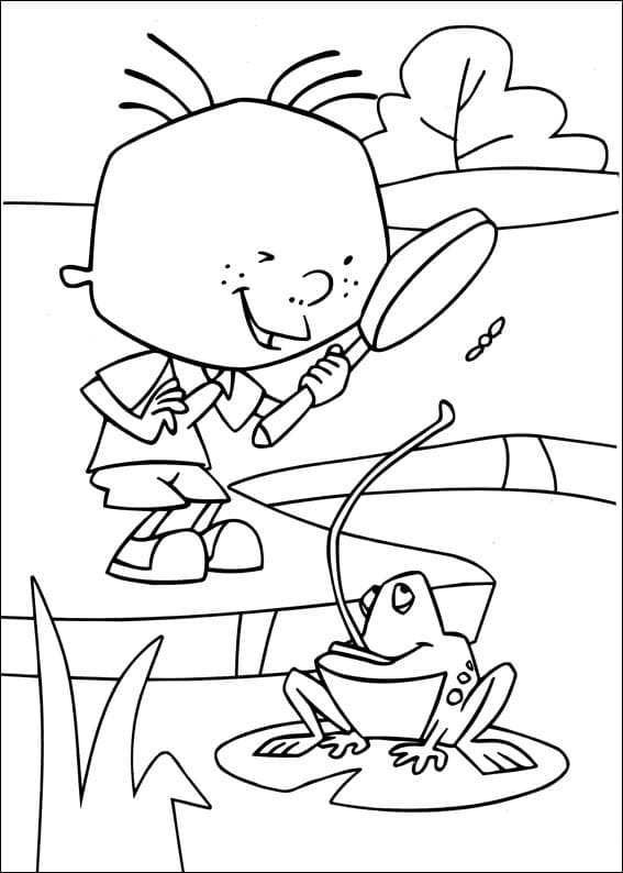 Stanley with Frog Coloring Page