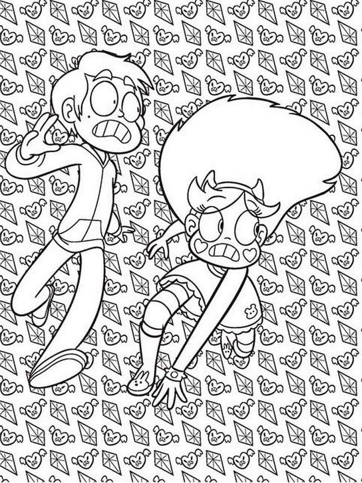 Star and Marco Running Coloring Page