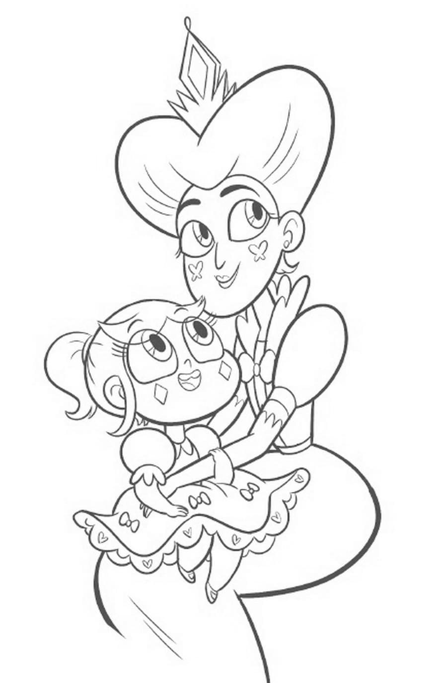 Star and Mom Coloring Page