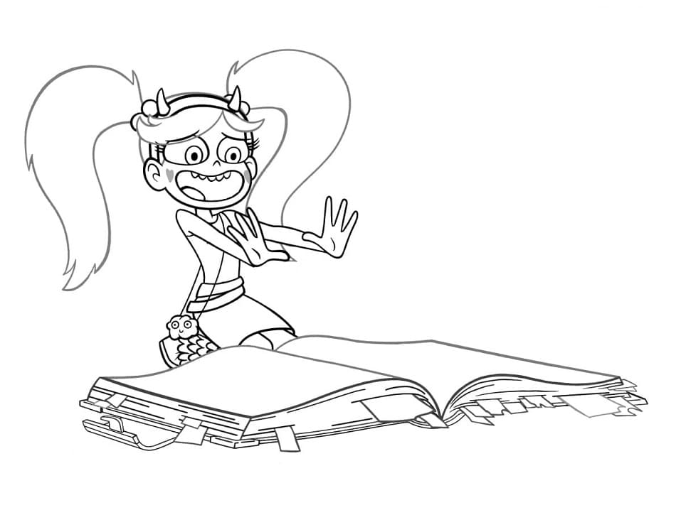 Star Butterfly and Magic Book Coloring Page