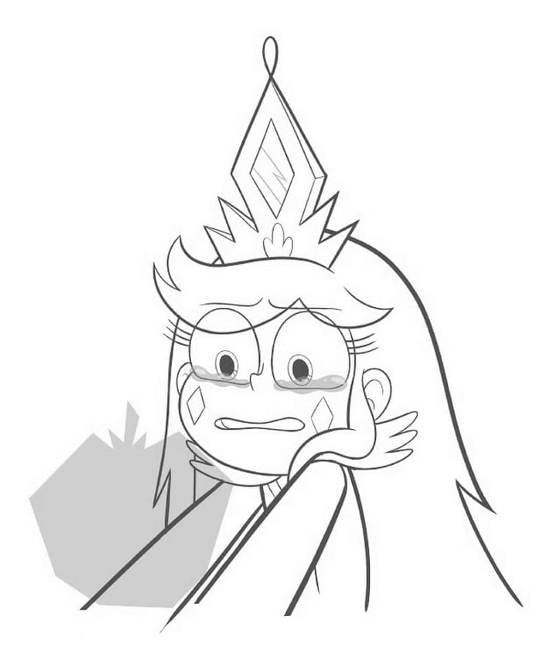 Star Butterfly Crying Coloring Page