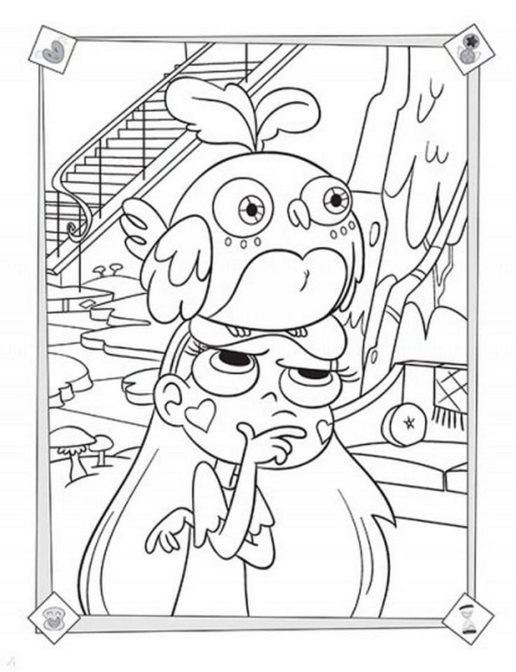 Star Butterfly Thinking Coloring Page
