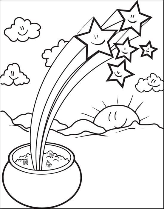 Stars with Pot of Gold Coloring Page