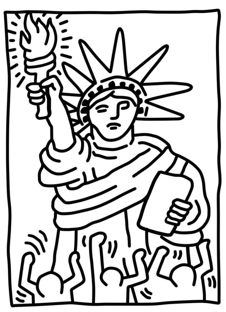 Statue of Liberty by Keith Haring Coloring Page