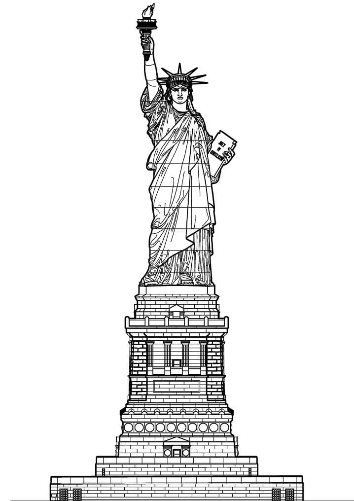 Statue Of Liberty with Pedestal Coloring Page
