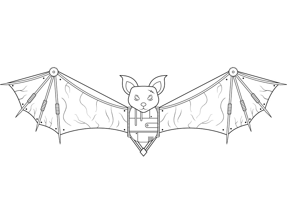 Steampunk Bat Coloring Page