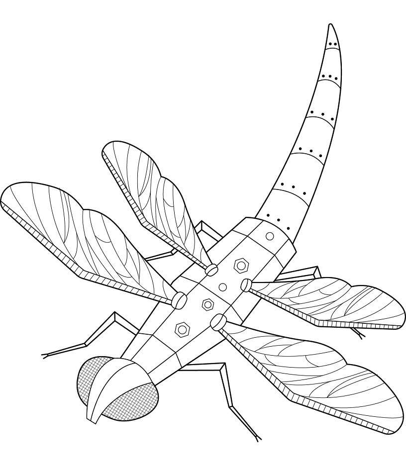 Steampunk Dragonfly Coloring Page