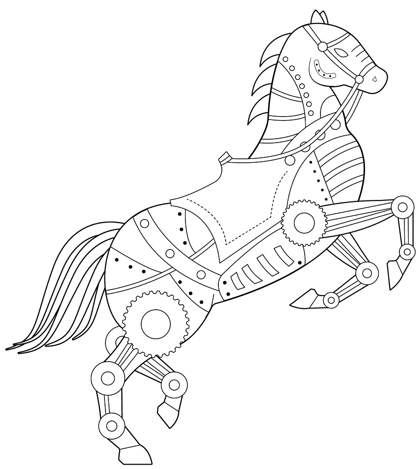 Steampunk Horse Coloring Page