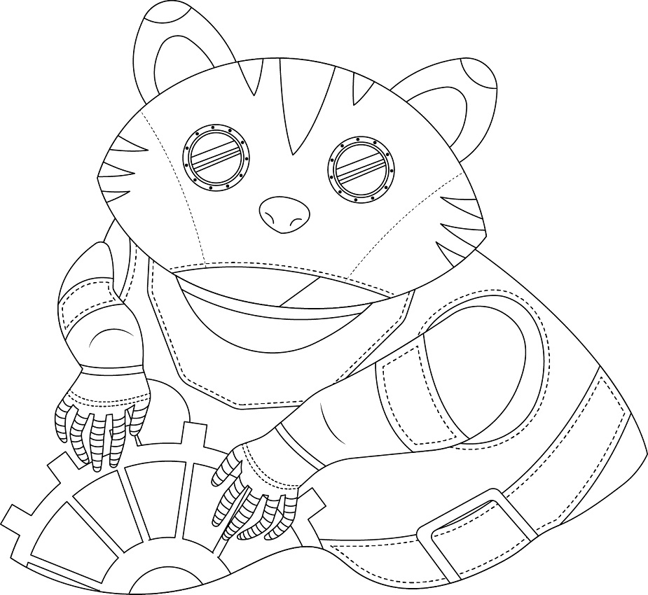 Steampunk Raccoon Coloring Page