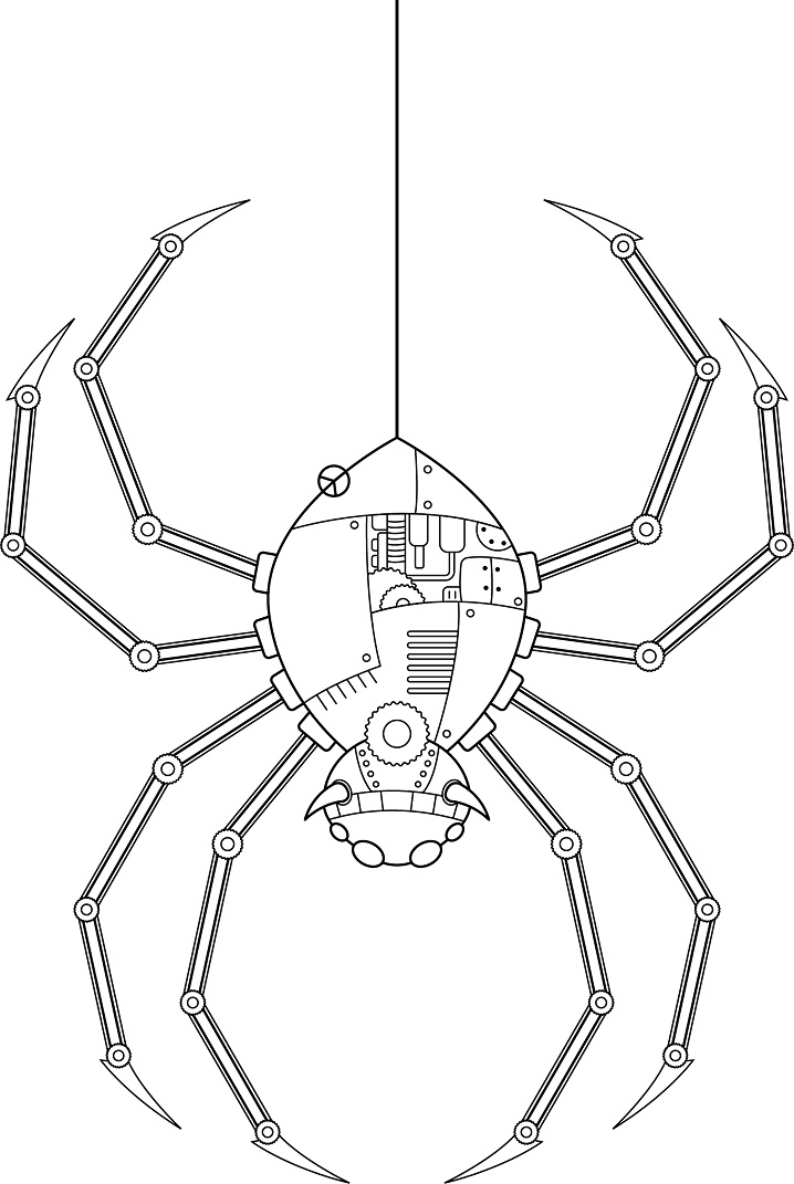 Steampunk Spider Coloring Page