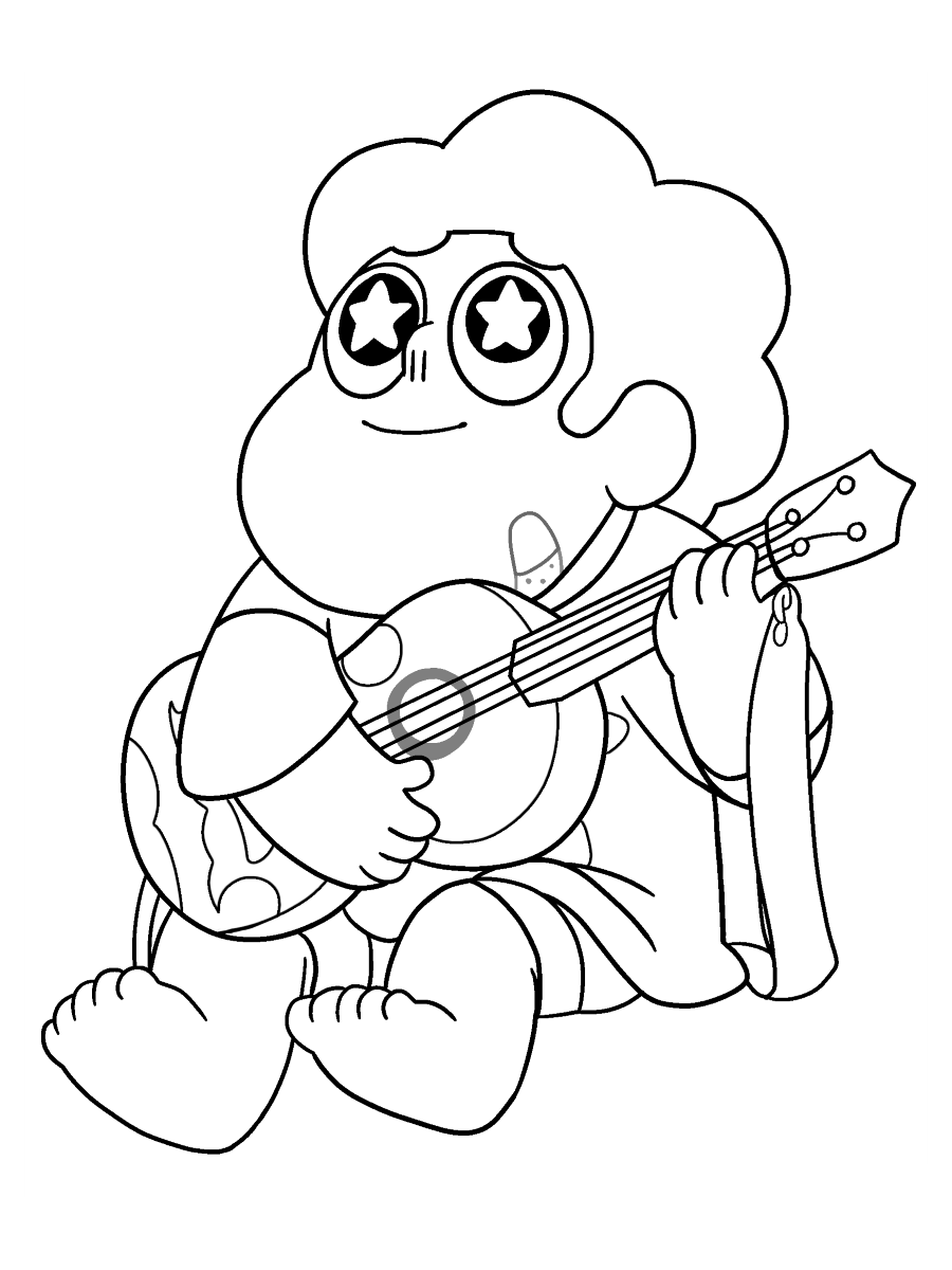 Steven Universe Playing Ukelele Coloring Page